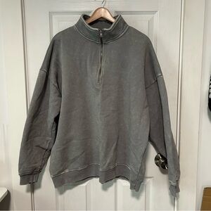 Men's Washed Grey Half-Zip Pullover Zumiez Ninth Hall Size Large